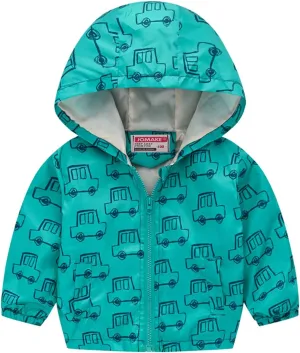 Toddler Dinosaur Print Hooded Coat Casual Kids Windproof Trench Zip Jacket Unisex Comfy Down Winter Outerwear