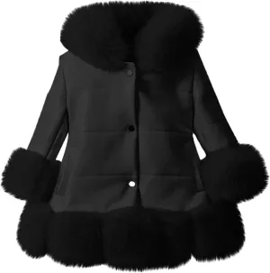 Toddler Girls Shaggy Faux Fur Outwear Coat Winter Leather Jacket Warm Fluffy Thick Outerwear Dress Coat Jacket