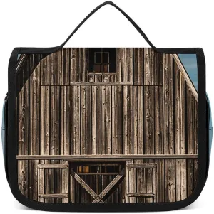 Toiletry Bag for Women Travel Toiletry Bag Rustic Old Barn Wood Cosmetic Organizer Bag Hanging Makeup Bag