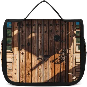 Toiletry Bag for Women Travel Toiletry Bag Rustic Stall Wooden Door Cosmetic Organizer Bag Hanging Makeup Bag