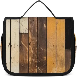 Toiletry Bag for Women Travel Toiletry Bag Rustic Wooden Cosmetic Organizer Bag Hanging Makeup Bag
