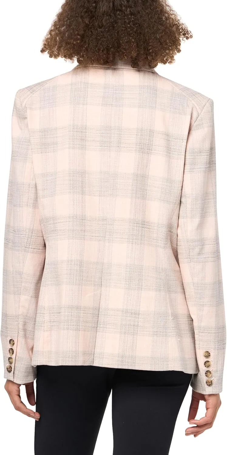 Tommy Hilfiger Women's Blazer Double Breasted Plaid Printed Sportswear