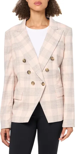 Tommy Hilfiger Women's Blazer Double Breasted Plaid Printed Sportswear