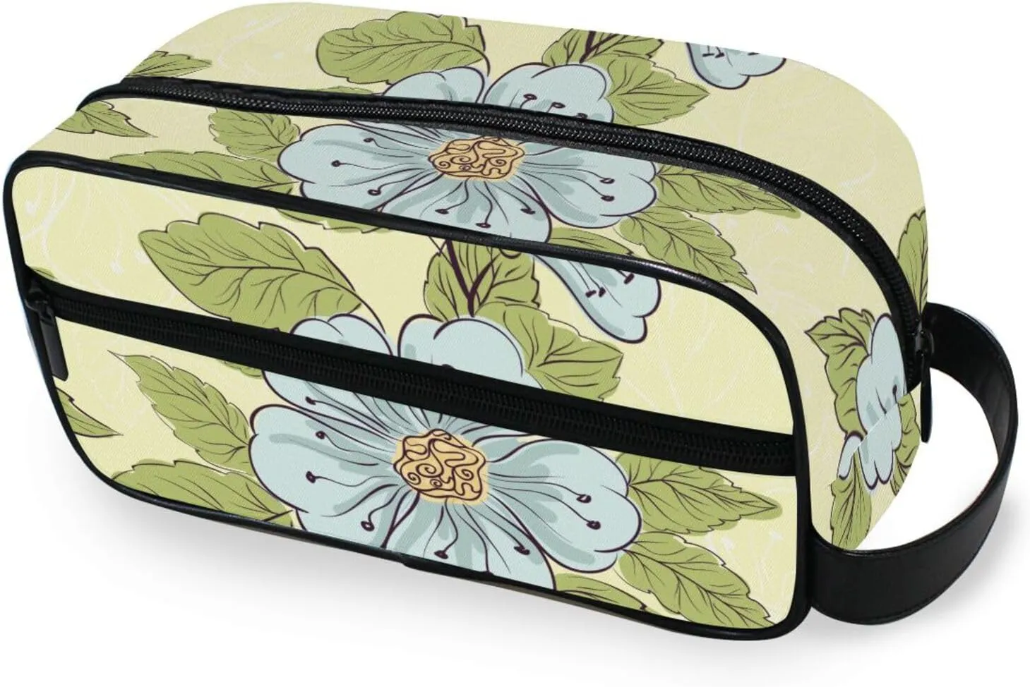 Travel Toiletry Bag Makeup Bag Delicate Blue Floral Packing Organizers with Hanging Hook Portable Water Resistant Small Travel Bag for Toiletries, Jewelry, Travel Essentials