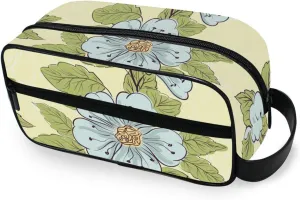 Travel Toiletry Bag Makeup Bag Delicate Blue Floral Packing Organizers with Hanging Hook Portable Water Resistant Small Travel Bag for Toiletries, Jewelry, Travel Essentials