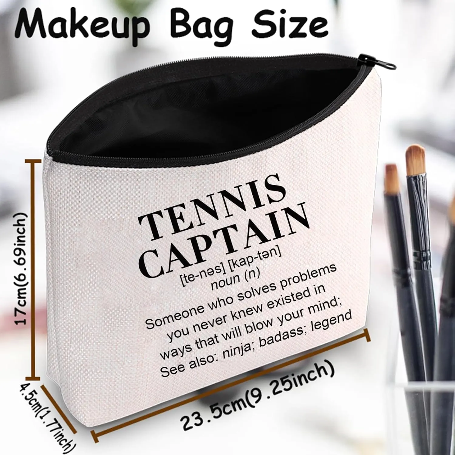TSOTMO Tennis Captain Makeup Bag Gift Tennis Captain Definition Zipper Pouch Tennis Player Coach Gift Thank You Gift For Captain Tennis Lover Gift (TENNIS CAPTAIN)