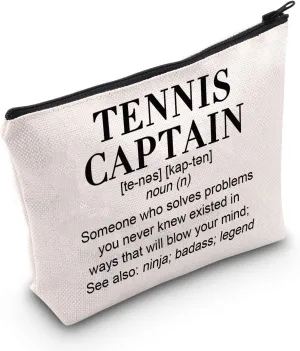 TSOTMO Tennis Captain Makeup Bag Gift Tennis Captain Definition Zipper Pouch Tennis Player Coach Gift Thank You Gift For Captain Tennis Lover Gift (TENNIS CAPTAIN)