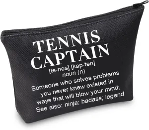 TSOTMO Tennis Captain Makeup Bag Tennis Definition Zipper Pouch for Player Coach Thank You Gift for Captain