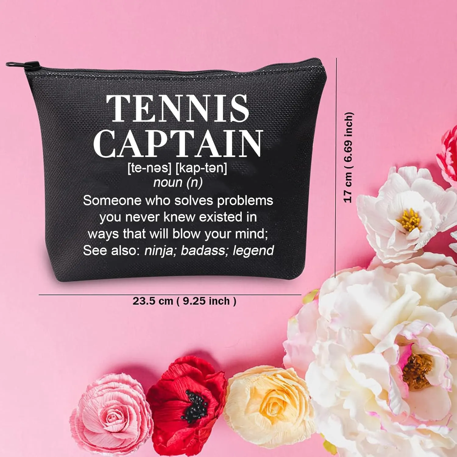 TSOTMO Tennis Captain Makeup Bag Tennis Definition Zipper Pouch for Player Coach Thank You Gift for Captain