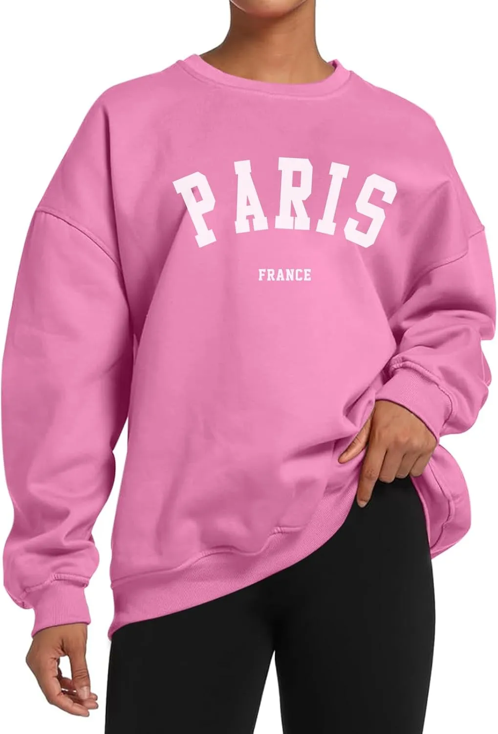 Tuislay Paris College Sweatshirt for Women Oversized Trendy Comfy Crewneck Sweatshirts Casual Graphic Pullover Tops Unisex