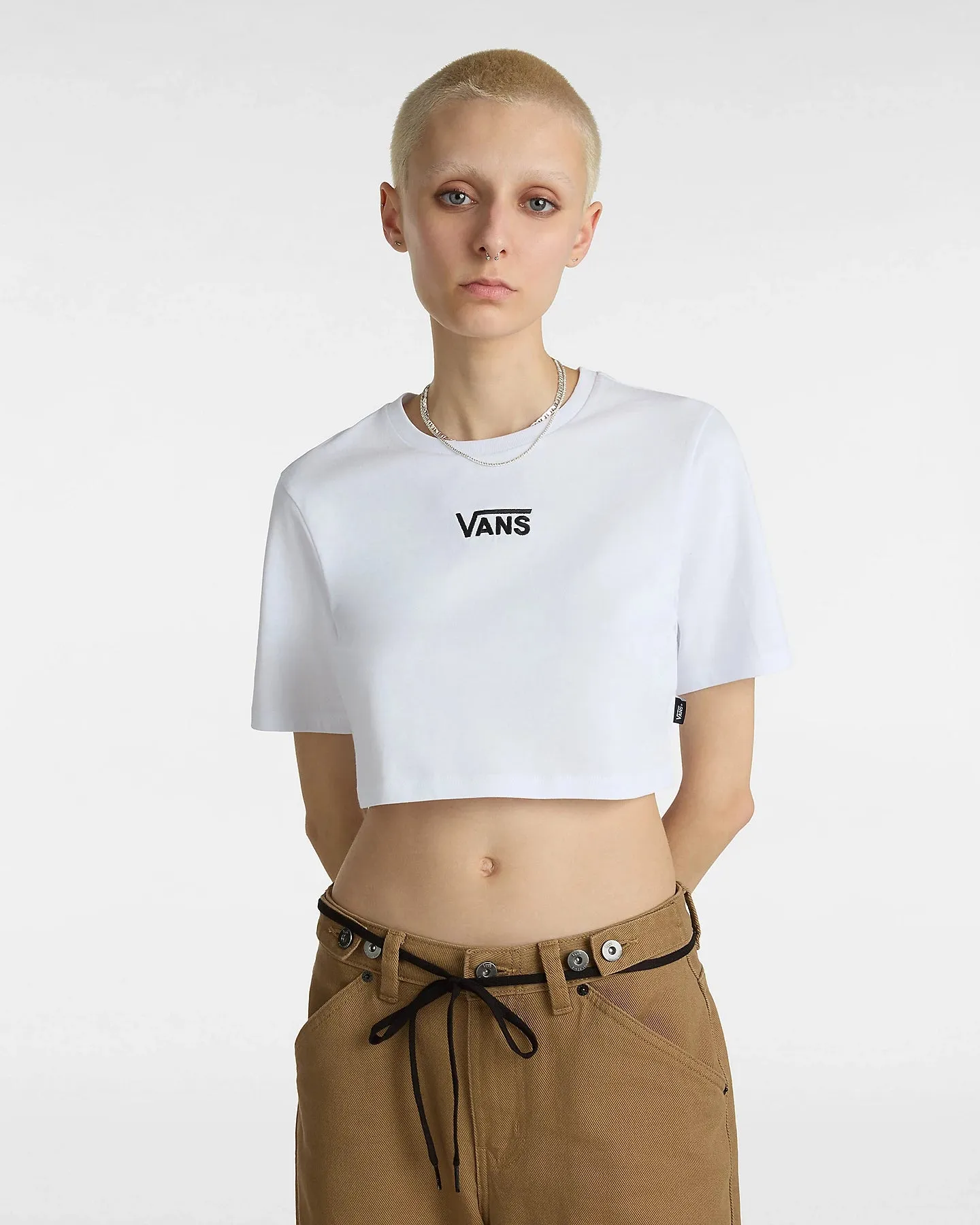 Vans Women's Flying V Crew Crop T-Shirt White VN000GFFWHT