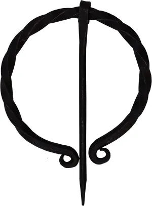 Viking Traders Hand-Forged Medieval design Twisted O shape brooch with clock pin unisex for cloak shawl and scarf