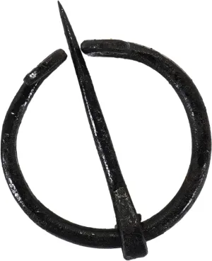 Viking Traders large viking penannular brooch Unisex for cloak shawl Black rustic finish medium size (non hole type)