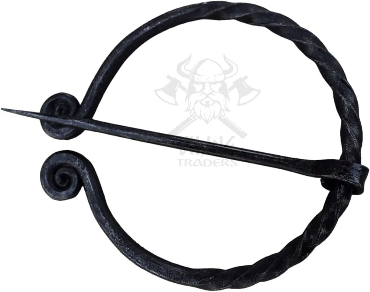 Viking Traders Twisted Ring Shape Brooch Hand forged medieval artifacts from nordiac past iron pin for cloak