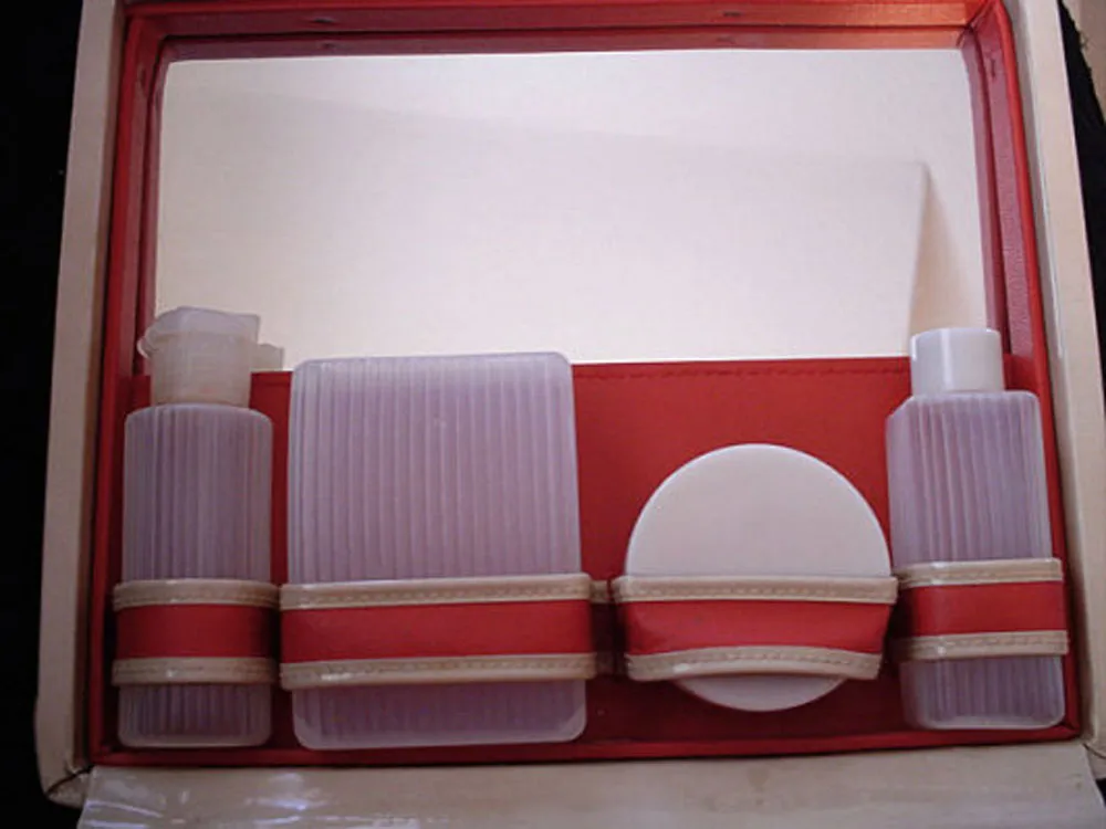 VINTAGE CHIC SAKS FIFTH AVENUE COSMETIC OVERNIGHT TRAIN CASE W COSMETIC CONTAINERS