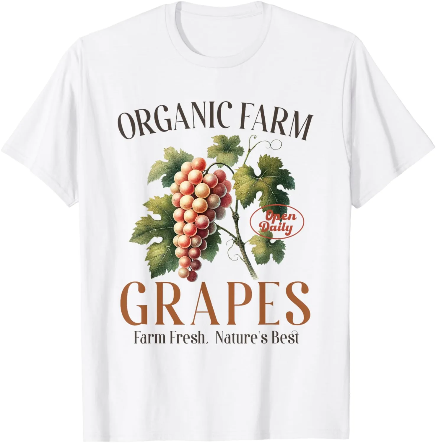 Vintage Organic Farm Grapes Rustic Botanical Fruit Women Men T-Shirt
