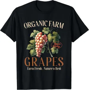 Vintage Organic Farm Grapes Rustic Botanical Fruit Women Men T-Shirt