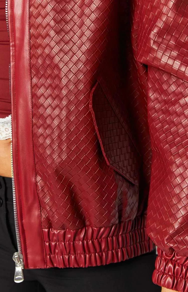 VOIKERDR Red Leather Jacket Women Trendy Zip Up Jackets Faux Leather Jacket Moto Coat Winter Outfits