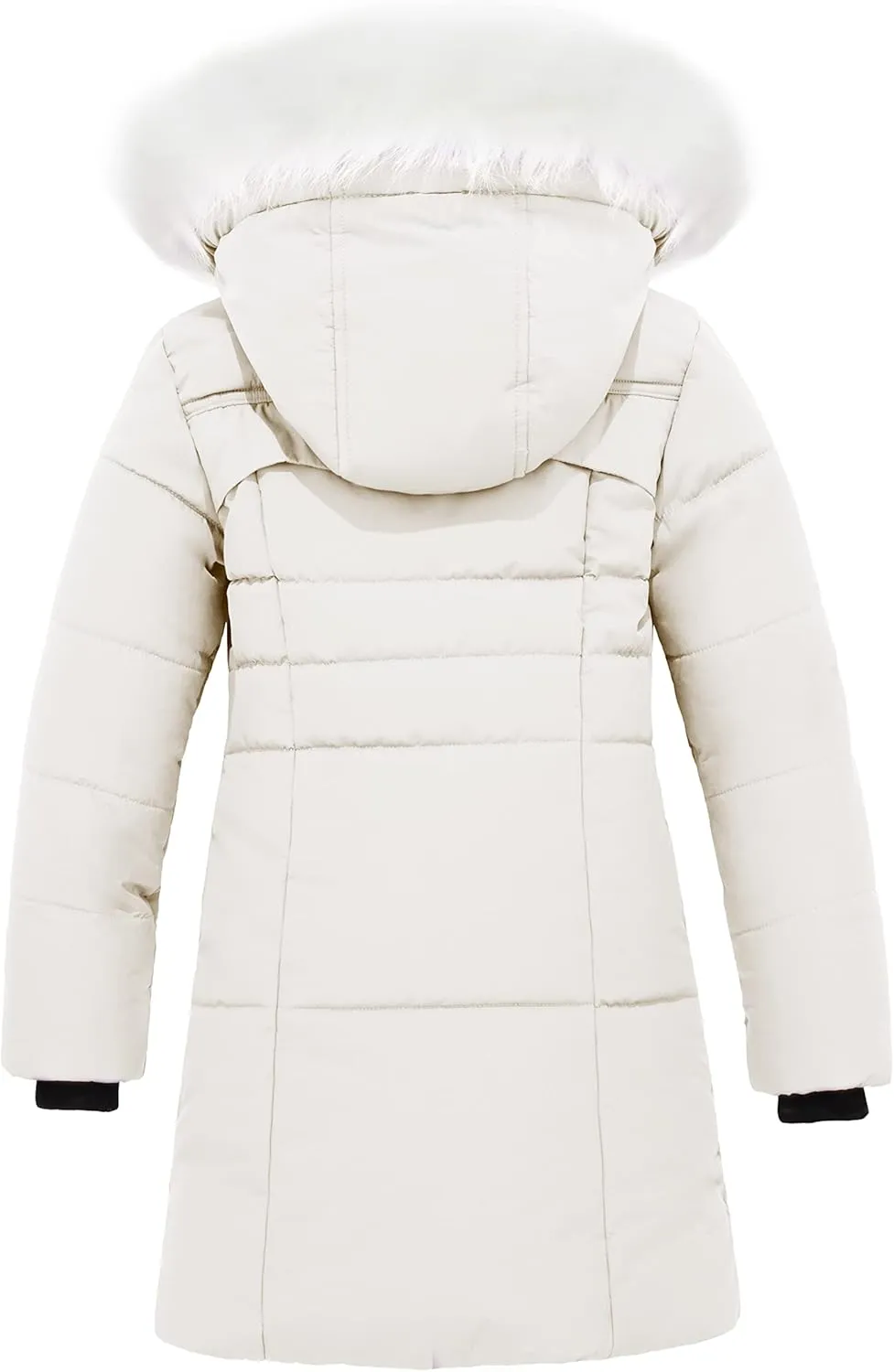 wantdo Girl's Winter Coat Waterproof Long Puffer Jacket Warm Parka with Faux Fur Hood