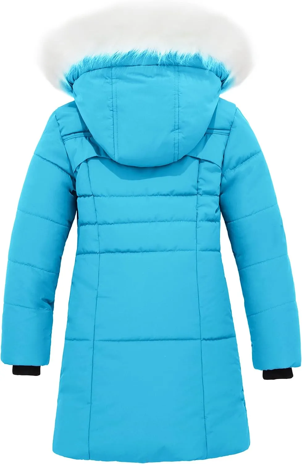 wantdo Girl's Winter Coat Waterproof Long Puffer Jacket Warm Parka with Faux Fur Hood