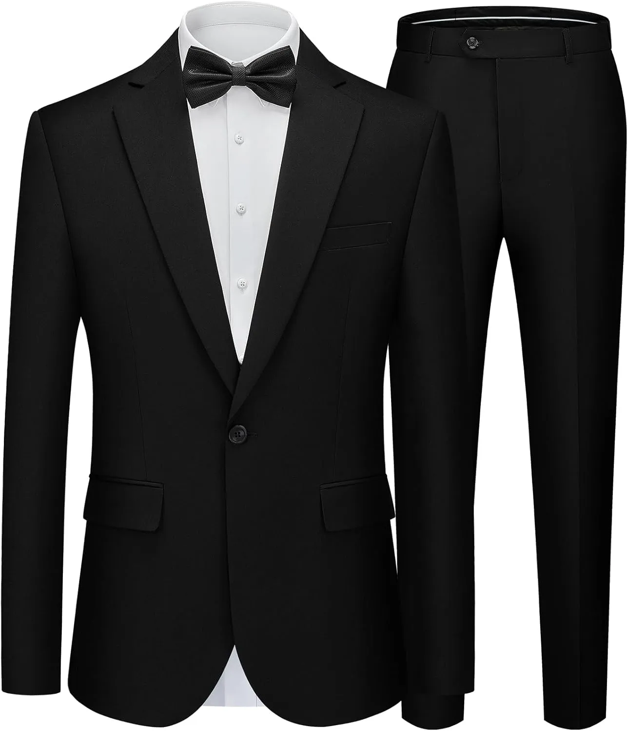 WEEN CHARM Men's Suits Slim Fit 2 Piece One Button Blazer Jacket Wedding Prom Tuxedo Pants Set
