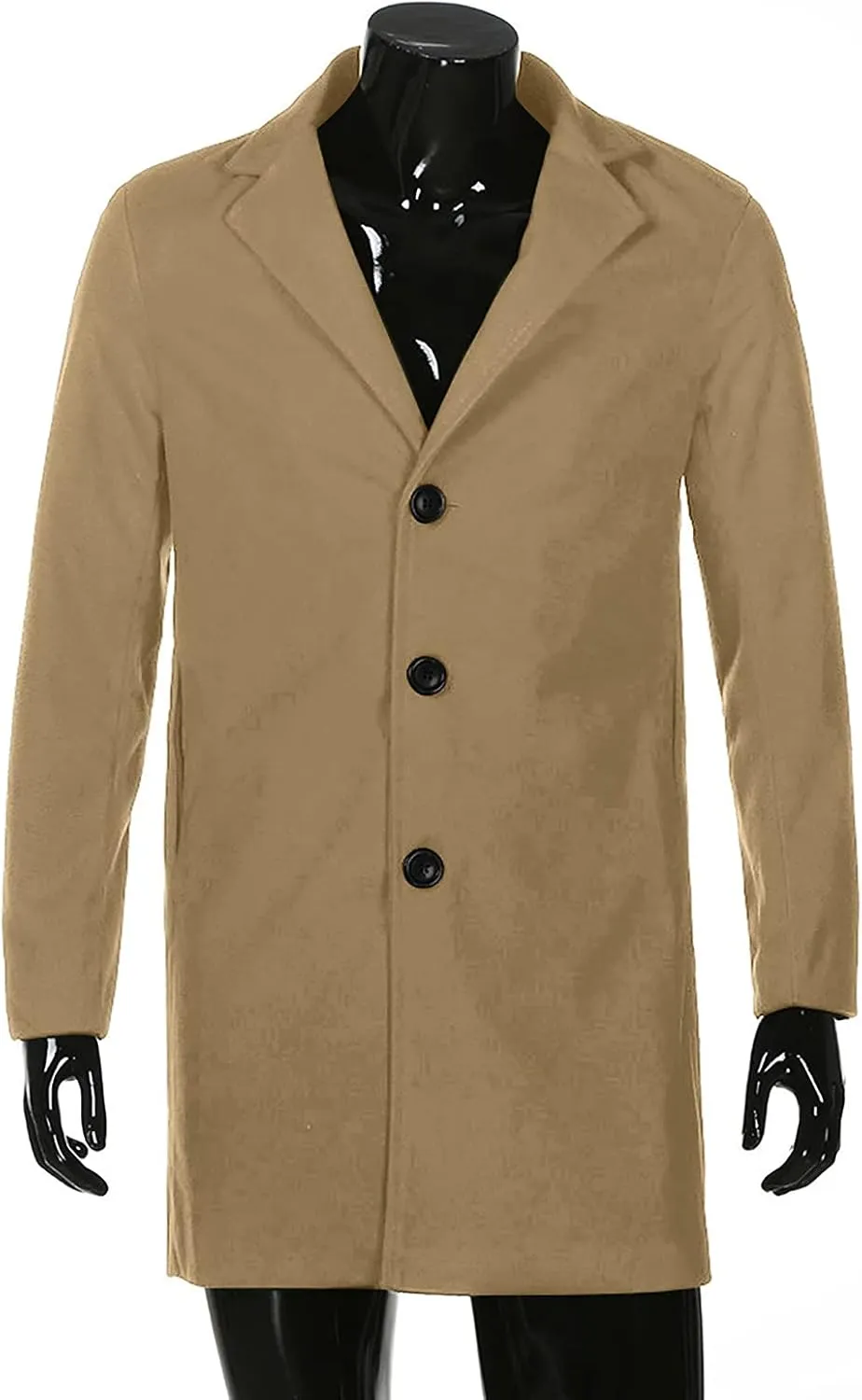 WENKOMG1 Men Winter Slim Coat,Trench Lapel Long Jacket Double Breasted Coat Soft Elegant windbreaker