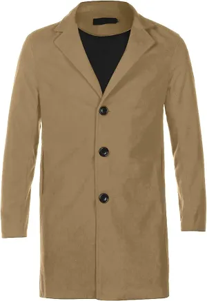 WENKOMG1 Men Winter Slim Coat,Trench Lapel Long Jacket Double Breasted Coat Soft Elegant windbreaker