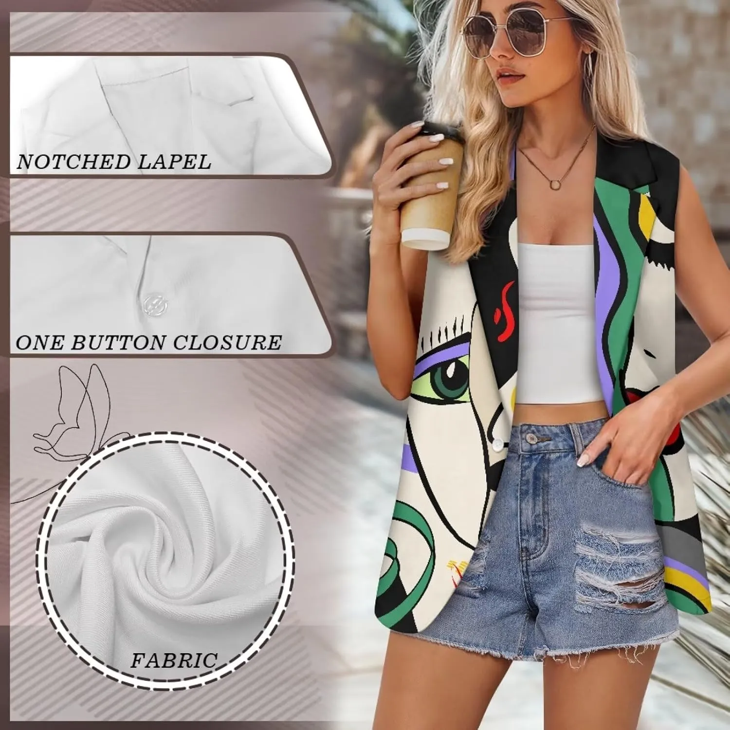Western Vest For Women,Casual Women Suit Vest,Slim Sleeveless Blazers,S-5XL