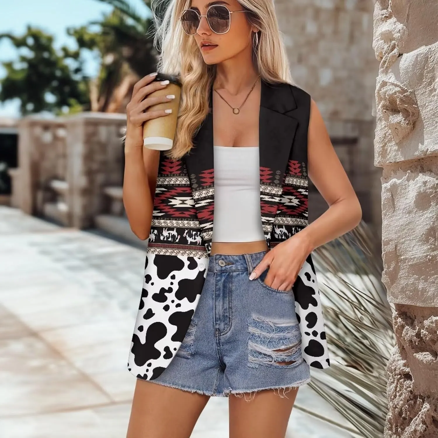 Western Vest For Women,Casual Women Suit Vest,Slim Sleeveless Blazers,S-5XL