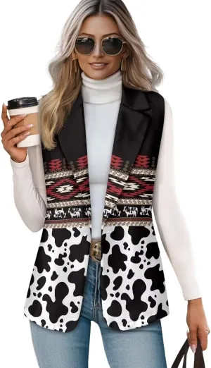 Western Vest For Women,Casual Women Suit Vest,Slim Sleeveless Blazers,S-5XL