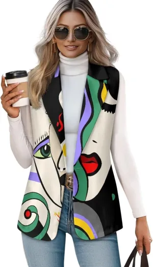 Western Vest For Women,Casual Women Suit Vest,Slim Sleeveless Blazers,S-5XL