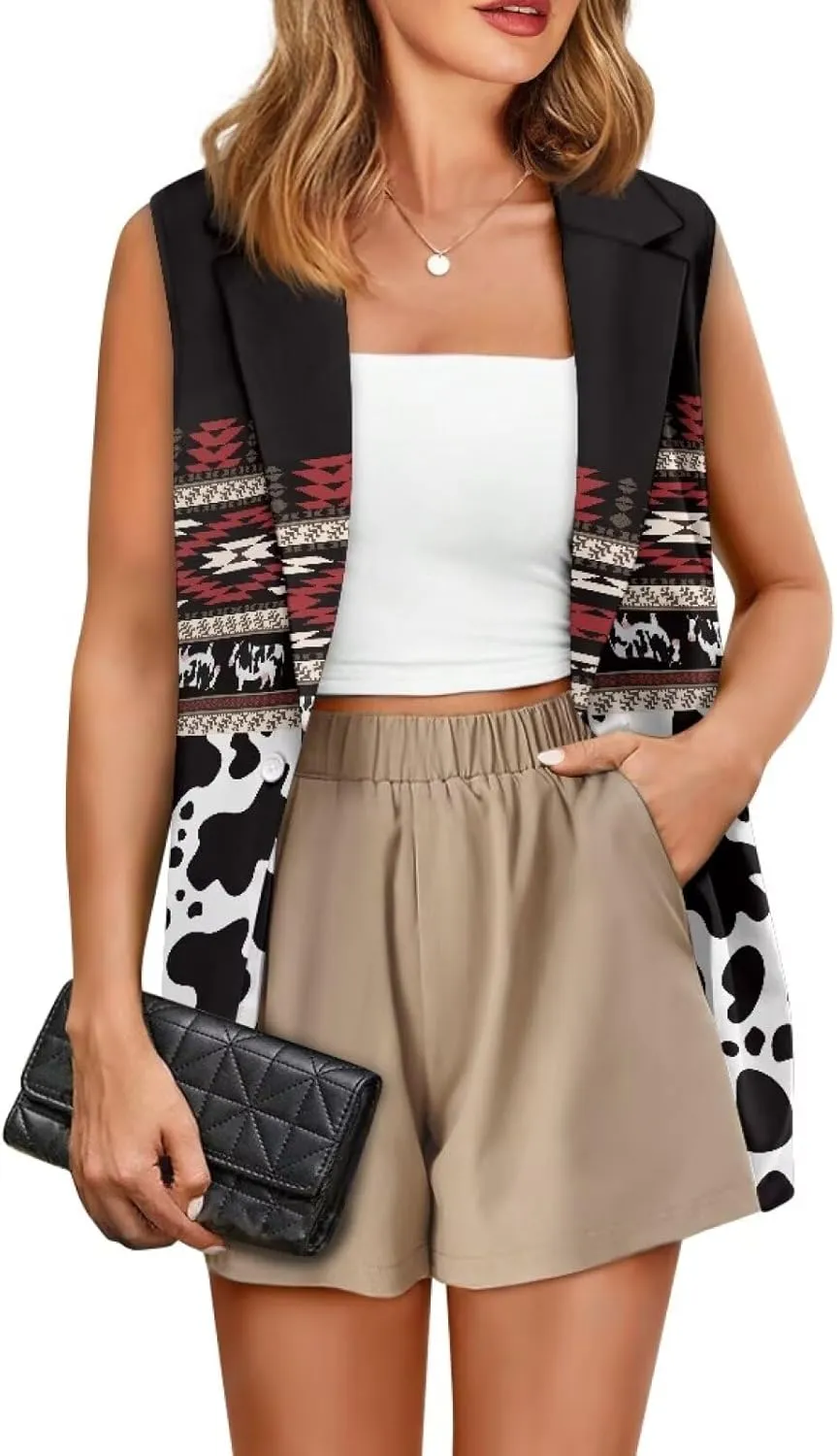 Western Vest For Women,Casual Women Suit Vest,Slim Sleeveless Blazers,S-5XL