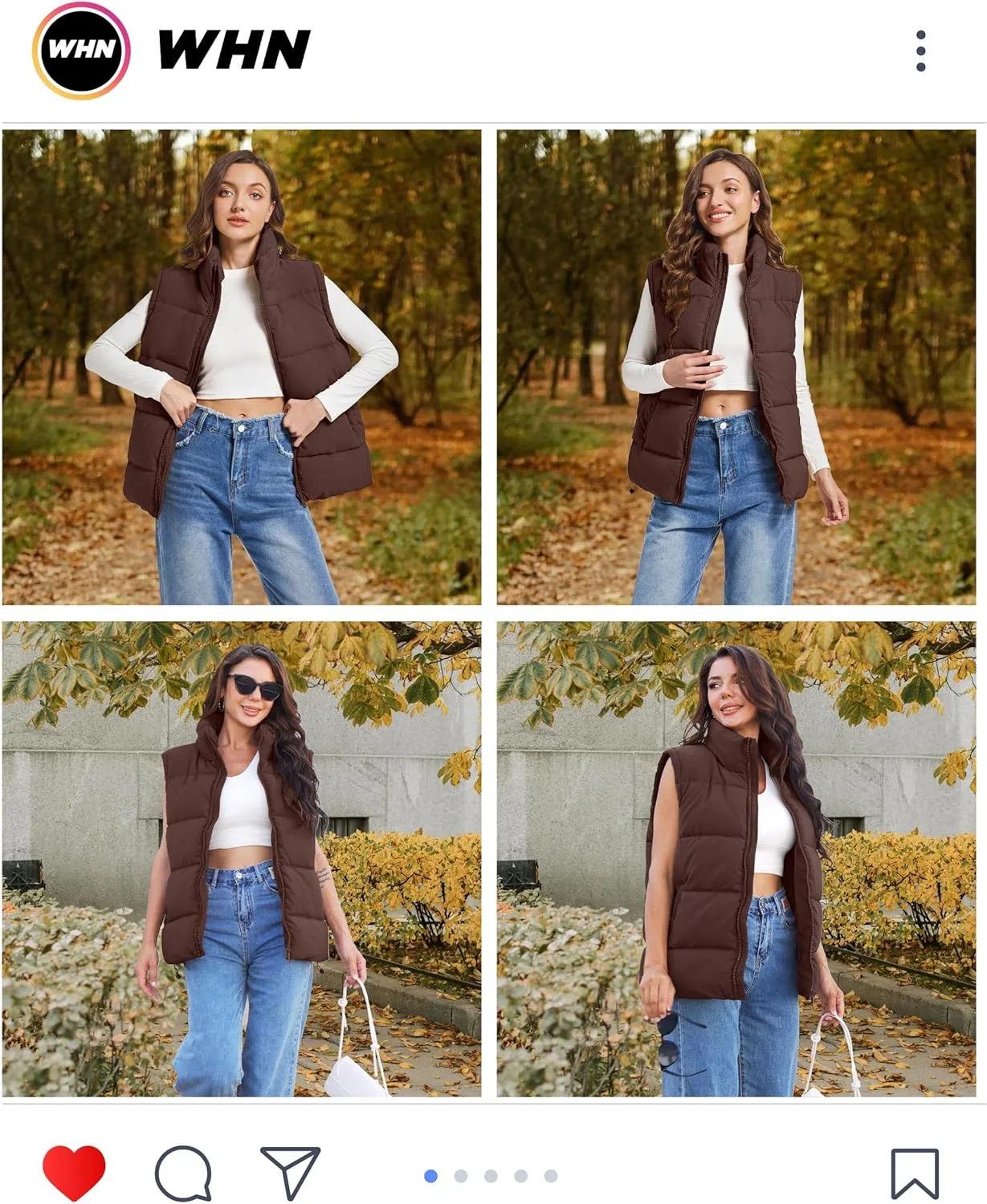 WHN Women's Oversized Puffer Vest Sleeveless Padded Jacket Coat Zip Up Winter Warm Outerwear