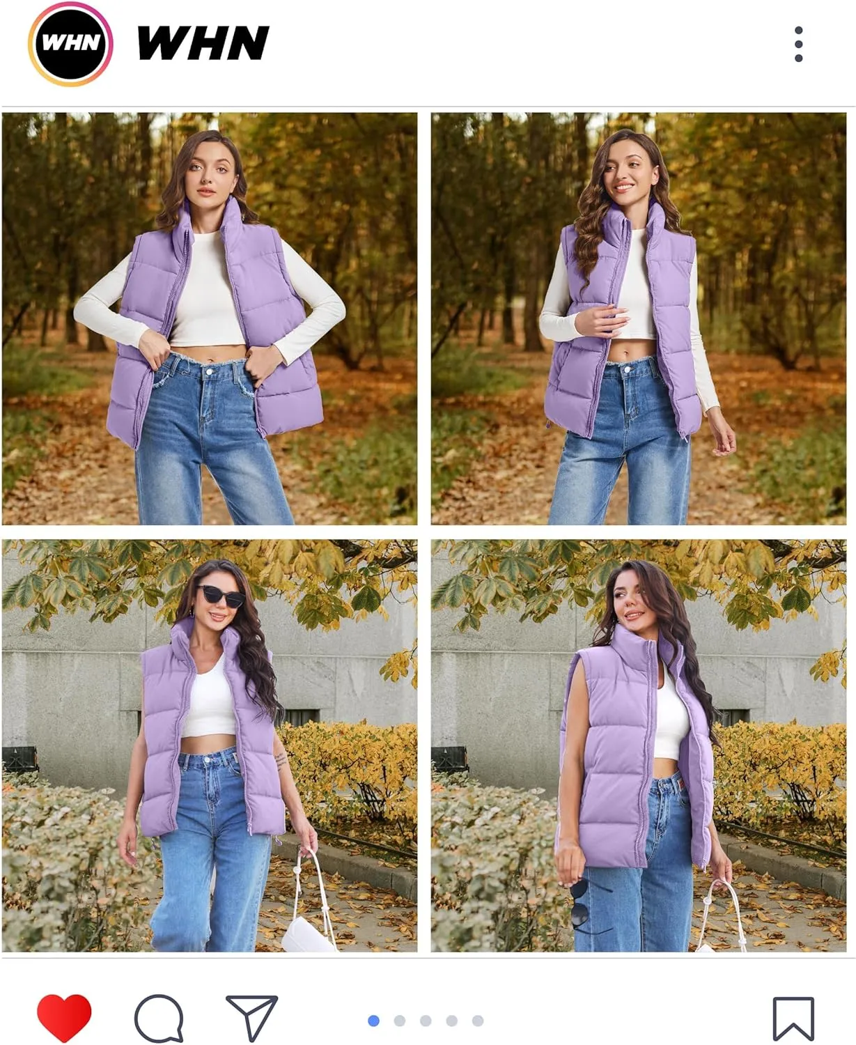 WHN Women's Oversized Puffer Vest Sleeveless Padded Jacket Coat Zip Up Winter Warm Outerwear