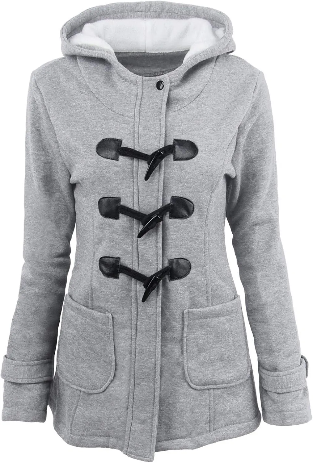 Winter Coats for Women 2024 Trendy Fleece Sherpa Lined Jacket Suede Leather Faux Fur Pea Coats with Horn Buttons