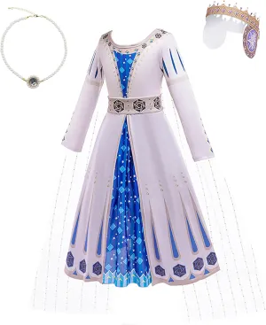 Wish King Magnifico Amaya Costume Queen Cosplay Outfit Dress with Cloak Halloween Party Set