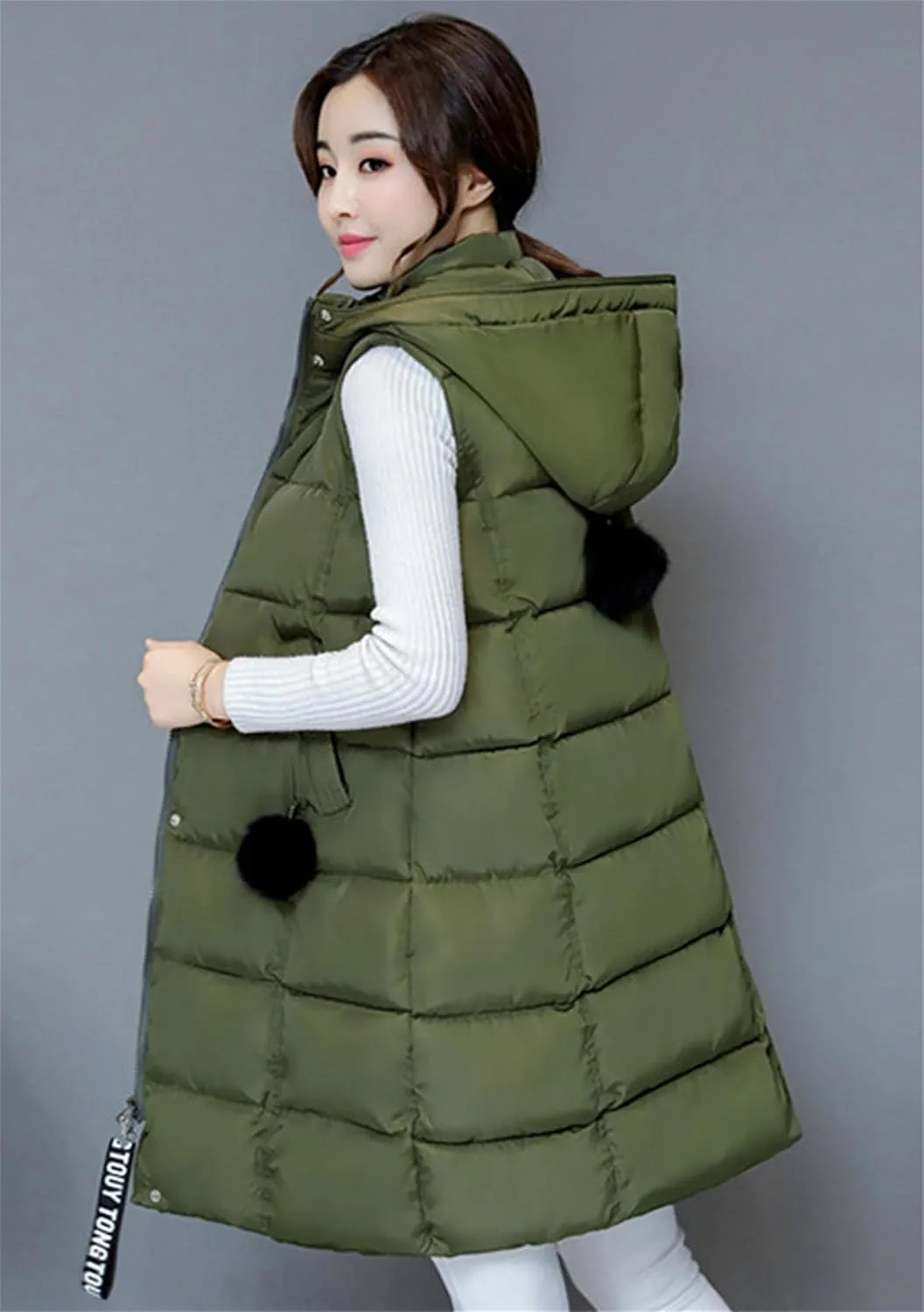 WIWIQS Women's Winter Button Down Hooded Vest Coat Lightweight Puffer Coat with Pockets