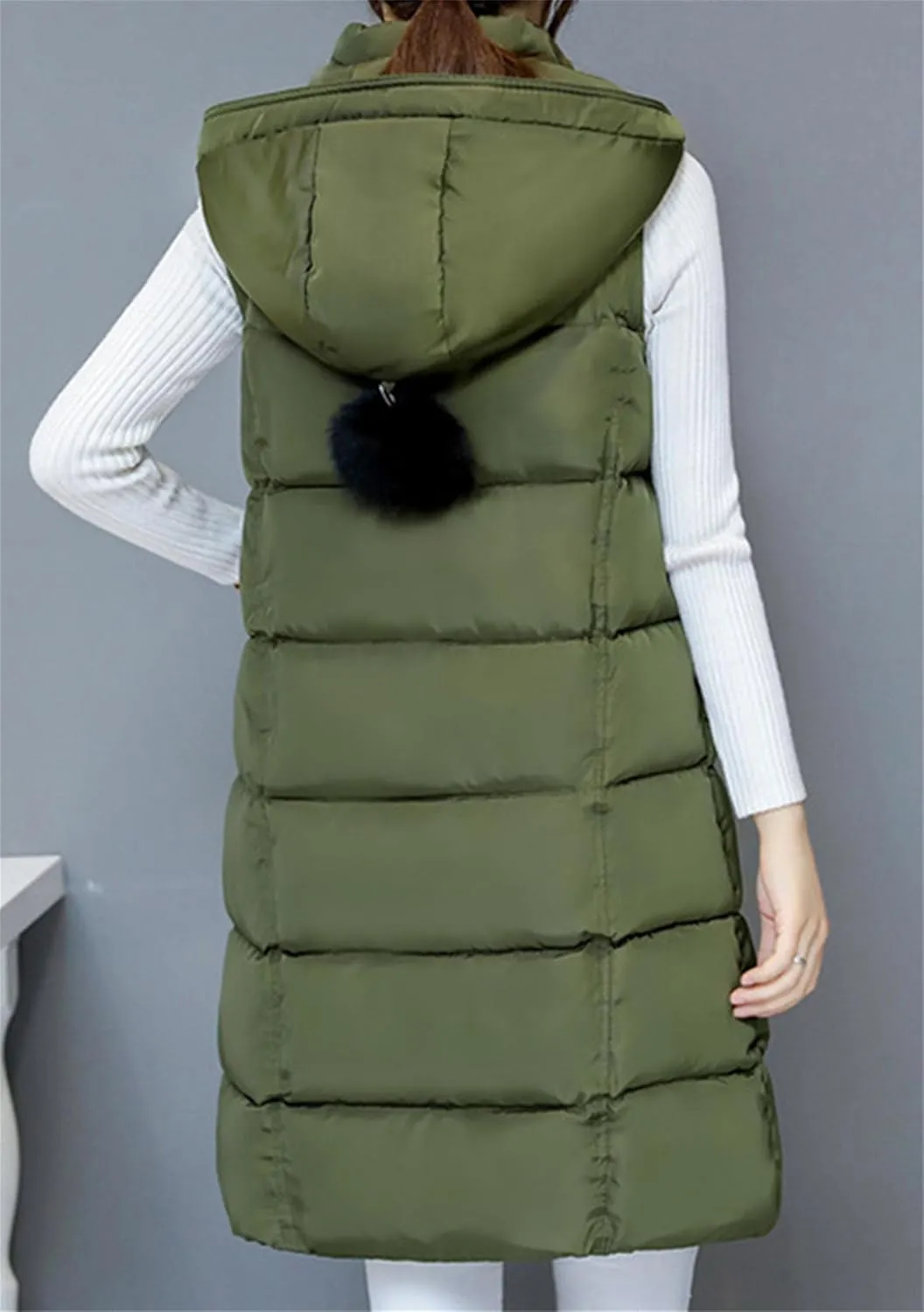 WIWIQS Women's Winter Button Down Hooded Vest Coat Lightweight Puffer Coat with Pockets