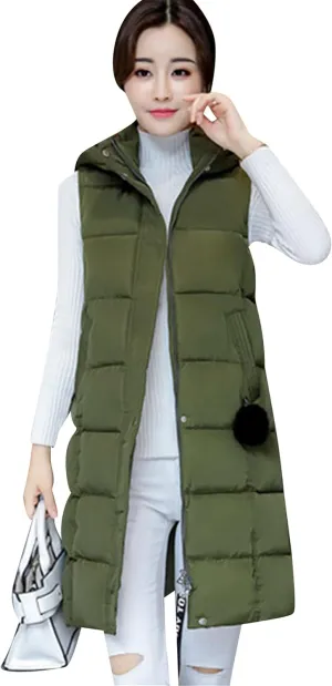 WIWIQS Women's Winter Button Down Hooded Vest Coat Lightweight Puffer Coat with Pockets