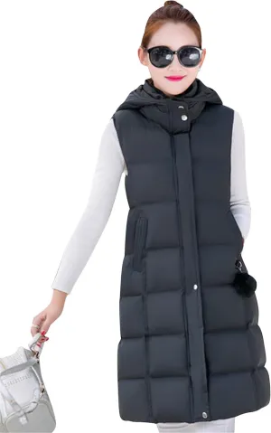 WIWIQS Women's Winter Button Down Hooded Vest Coat Lightweight Puffer Coat with Pockets