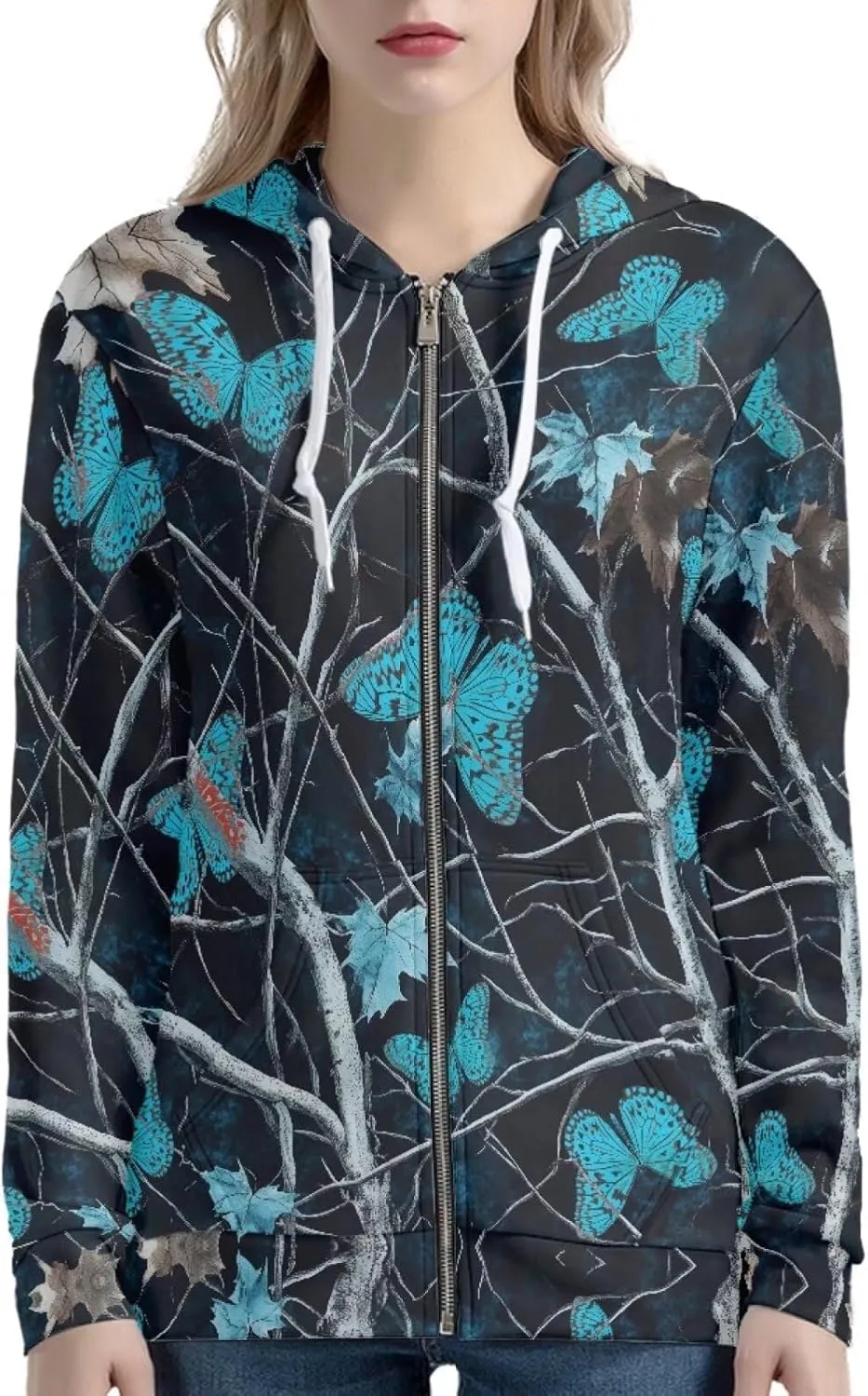Women Casual Full Zip Up Hoodie Comfy Loose Long Sleeve Sweatshirt Fall Winter Jacket with Pockets