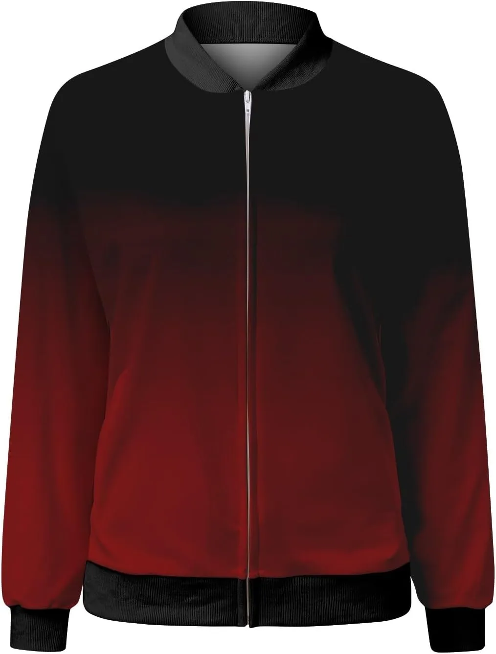 Women Fall Trendy Bomber Jacket Stand Collar Zip Up Windproof Floral Outerwears Long Sleeve Loose Casual Y2K Outwears