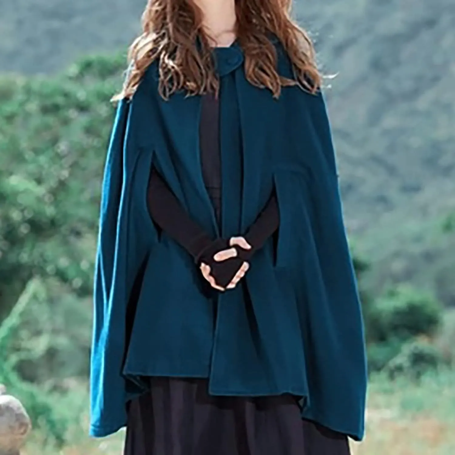 Women Hooded Trench Coat 2022 Winter Fashion Open Front Cardigan Jacket Cape Woolen Poncho Long Maxi Cloak Outwear