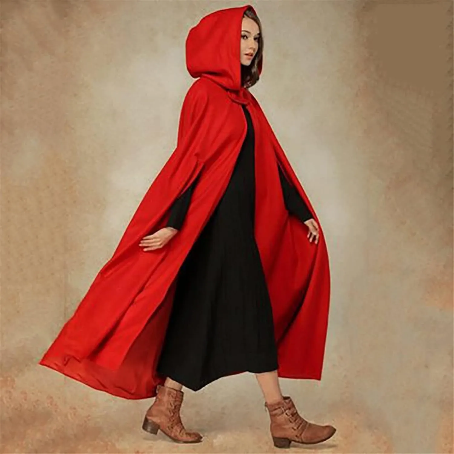 Women Hooded Trench Coat 2023 Victorian Steampunk Cape Fashion Open Front Cardigan Jacket Long Maxi Cloak Outwear