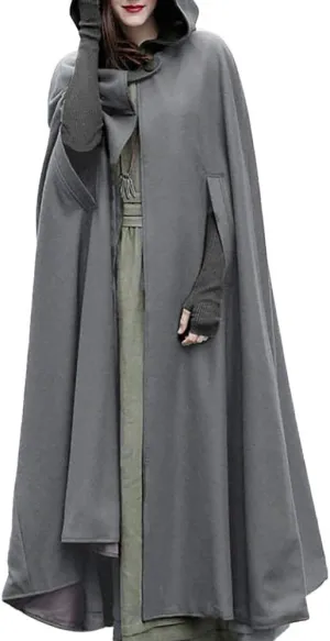 Women Hooded Trench Coat 2023 Victorian Steampunk Cape Fashion Open Front Cardigan Jacket Long Maxi Cloak Outwear