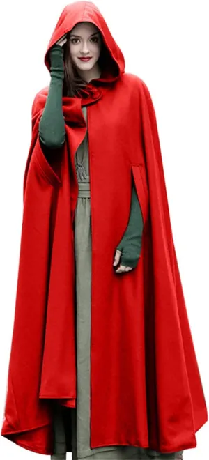 Women Hooded Trench Coat 2023 Victorian Steampunk Cape Fashion Open Front Cardigan Jacket Long Maxi Cloak Outwear