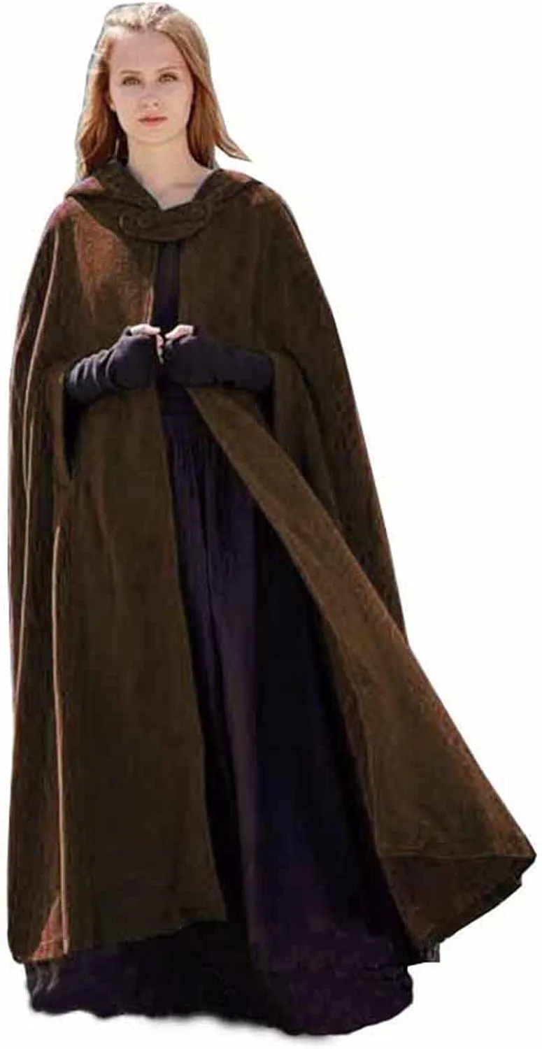 Women Hooded Trench Coat 2023 Victorian Steampunk Cape Fashion Open Front Cardigan Jacket Long Maxi Cloak Outwear