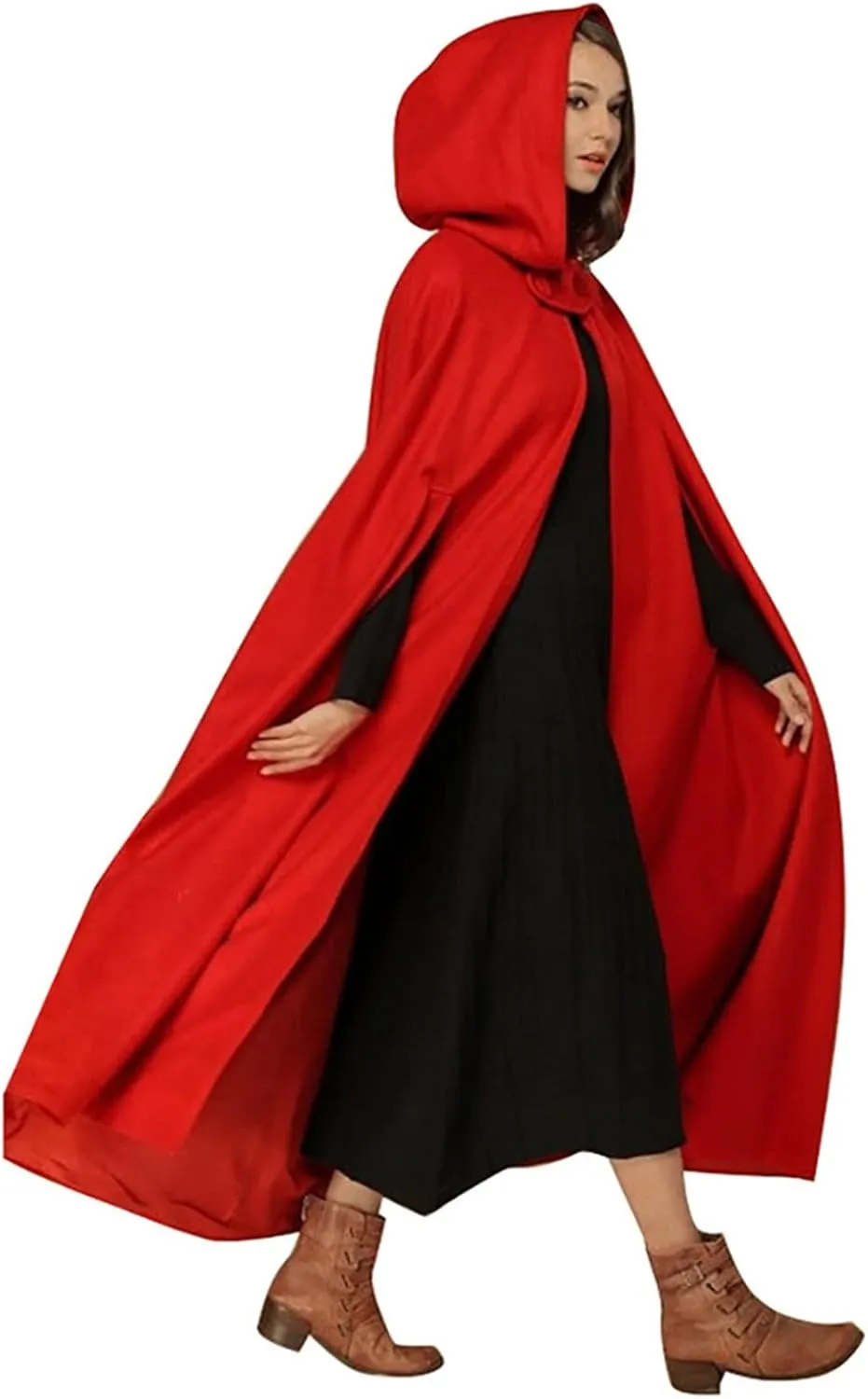 Women Hooded Trench Coat 2023 Victorian Steampunk Cape Fashion Open Front Cardigan Jacket Long Maxi Cloak Outwear