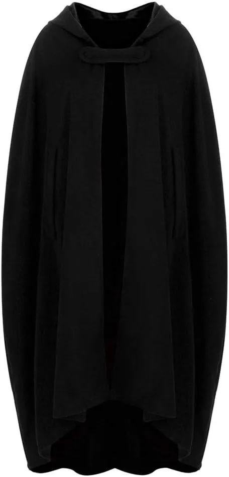 Women Hooded Trench Coat 2023 Victorian Steampunk Cape Fashion Open Front Cardigan Jacket Long Maxi Cloak Outwear