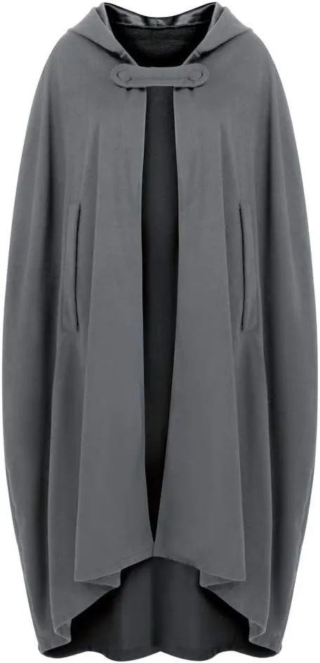Women Hooded Trench Coat 2023 Victorian Steampunk Cape Fashion Open Front Cardigan Jacket Long Maxi Cloak Outwear